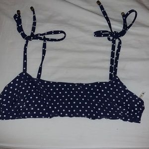 Navy blue polkadot bikini top